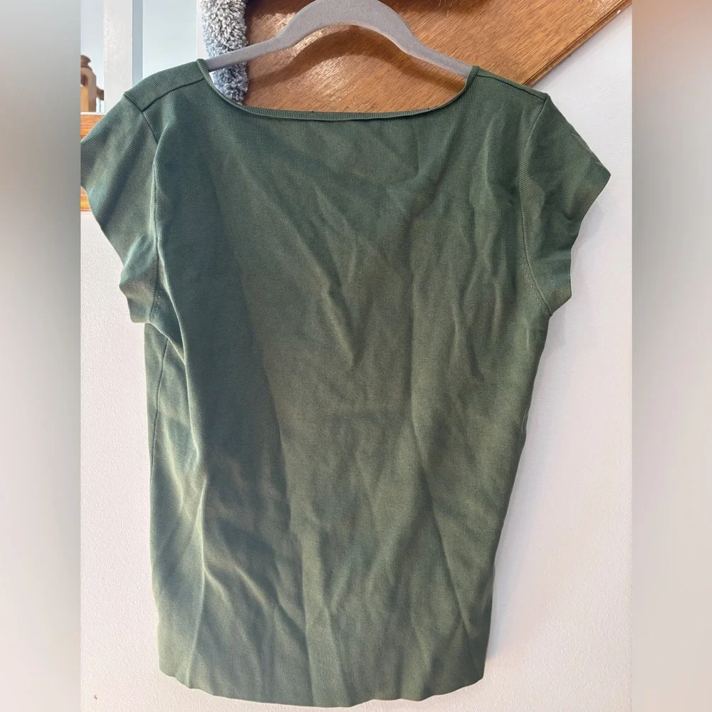 Alex Marie Olive Green Square Neck Women's Top - Picture 2 of 2